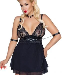 Cottelli Collection Bondage Cottelli Bondage Plus Size Babydoll Set Ladies Fetish Clothing