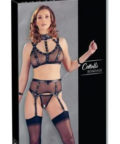 Cottelli Collection Bondage Cottelli Bondage Suspender Set Ladies Fetish Clothing