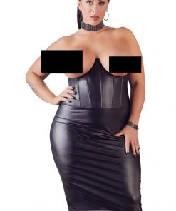 Cottelli Collection Ladies Fetish Clothing Cottelli Curves Open Cup Dress. Large