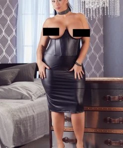 Cottelli Collection Ladies Fetish Clothing Cottelli Curves Open Cup Dress. Large