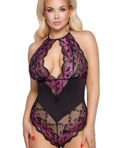 Cottelli Collection Cottelli Curves Plus Size Black Pink Body Body, Bodysuits, Teddies
