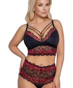 Cottelli Collection Cottelli Curves Plus Size Red Black Lingerie Set Lingerie Sets