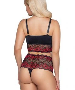 Cottelli Collection Cottelli Curves Plus Size Red Black Lingerie Set Lingerie Sets