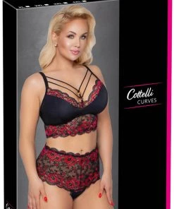 Cottelli Collection Cottelli Curves Plus Size Red Black Lingerie Set Lingerie Sets
