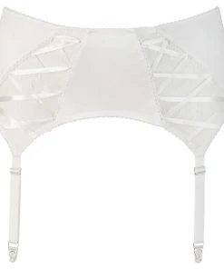 Cottelli Collection Cottelli Curves Plus Size White Suspender Belt (XL, 2XL, 4XL)