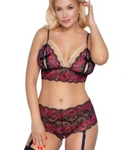 Cottelli Collection Cottelli Curves Red Black Set Lingerie Sets