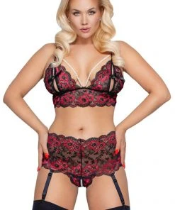 Cottelli Collection Cottelli Curves Red Black Set Lingerie Sets