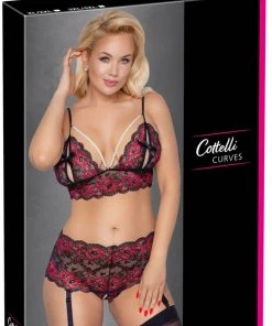 Cottelli Collection Cottelli Curves Red Black Set Lingerie Sets
