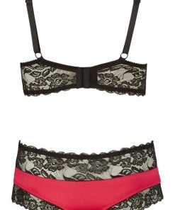 Cottelli Collection Cottelli Curves Red Black Lingerie Set (2XL)
