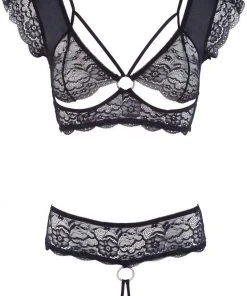Cottelli Collection Sale Cottelli Lingerie Cage Strap Lace Top And String (XL)
