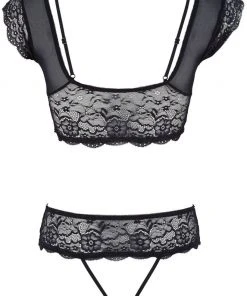 Cottelli Collection Sale Cottelli Lingerie Cage Strap Lace Top And String (XL)
