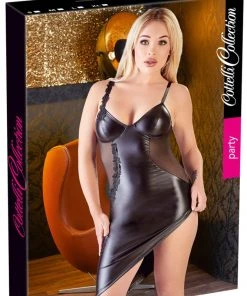 Cottelli Collection Cottelli Party Asymmetrical Wetlook Dress (M, L) Wetlook Clothing