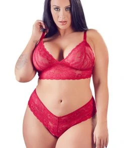Cottelli Collection Plus Size Cottelli Curves Red Bra And Briefs 2XL