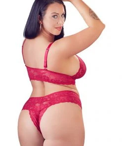 Cottelli Collection Plus Size Cottelli Curves Red Bra And Briefs 2XL