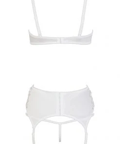 Cottelli Collection Lingerie Sets Cottelli Lingerie White Suspender Set