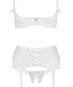 Cottelli Collection Lingerie Sets Cottelli Lingerie White Suspender Set