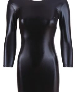 Cottelli Collection Wetlook Dress Black Ladies Fetish Clothing