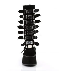 Demonia DAMNED 318 Boots Black Velvet