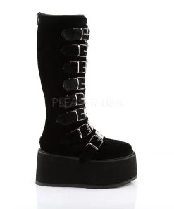 Demonia DAMNED 318 Boots Black Velvet