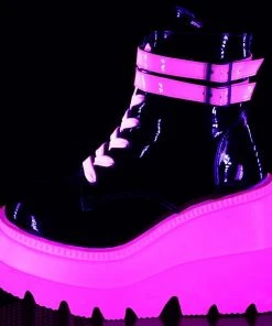 Gothic Boots Demonia Shaker 52 Boots Neon Pink