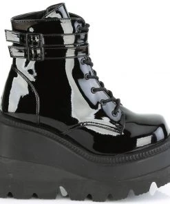 Demonia Shaker 52 Boots Patent Gothic Boots