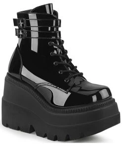 Demonia Shaker 52 Boots Patent Gothic Boots