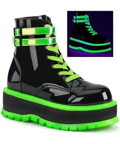 Demonia Slacker 52 Green Boots Gothic Boots