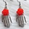 Gothic And Steampunk Jewellery Red Rose Skeleton Earrings Gothic Jewellery