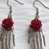 Gothic And Steampunk Jewellery Gothic Jewellery Dark Red Rose Skeleton Earrings