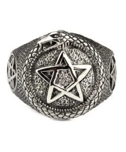 Gothic Jewellery Echt EtNox Pentacle And Snake Ring