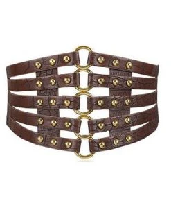 Gothic Accessories Brown Faux Leather O-Ring Waist Belt