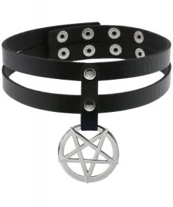 Gothic Collars Black Double Pentagram Collar Gothic Accessories