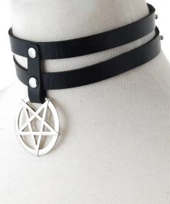 Gothic Collars Black Double Pentagram Collar Gothic Accessories