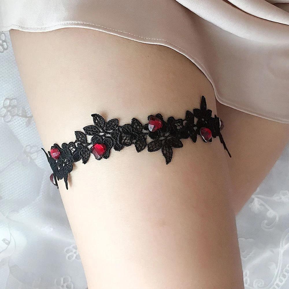 Gothic Accessories Rose And Heart Lace Garter Set 6 Gothic Accessories Rose And Heart Lace Garter Set