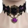 Lace Jewellery Gothic Jewellery Purple And Black Lace Gothic Rose Choker