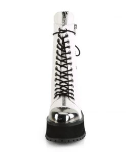 Demonia GRAVEDIGGER-14 Boots White Mens Fetish Boots