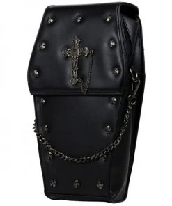 GothX Metal Cross Black Coffin Bag Gothic Accessories