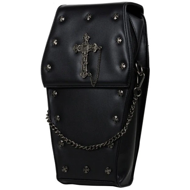 GothX Metal Cross Black Coffin Bag Gothic Accessories 4 GothX Metal Cross Black Coffin Bag Gothic Accessories