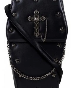 GothX Metal Cross Black Coffin Bag Gothic Accessories