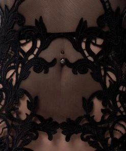 Chemises, Nightwear Grey Velvet 2-Piece Negligè Set