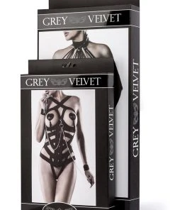 Grey Velvet 2-Piece Harness Set