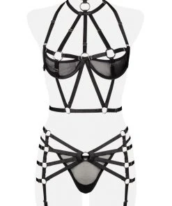 Grey Velvet 3-Piece Harness Set