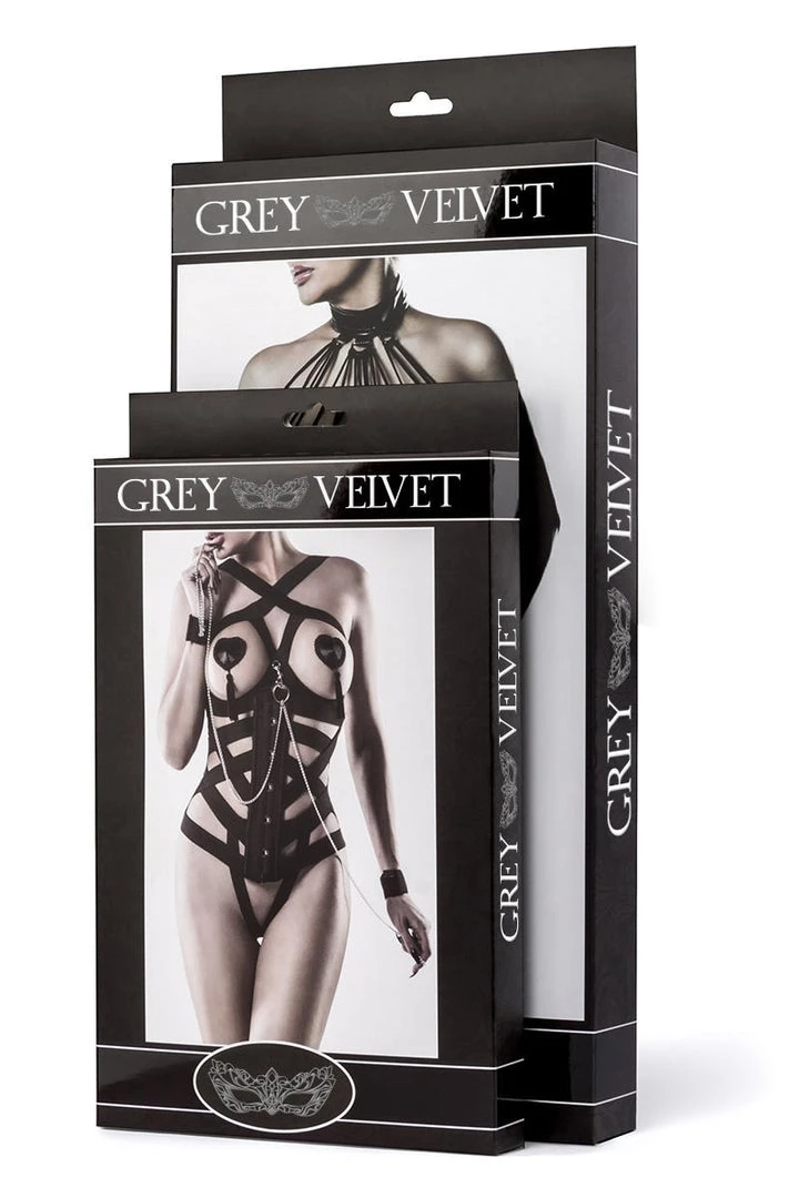 Grey Velvet Three-part Corsage Set Lingerie Corsets 8 Grey Velvet Three-part Corsage Set Lingerie Corsets