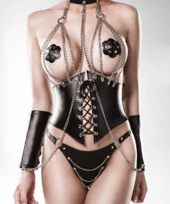 Grey Velvet Four-Part Corsage Set Lingerie Sets