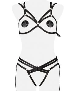 Lingerie Sets Grey Velvet Three-Part Bandage Set