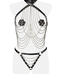 Grey Velvet Three-Part Chain Set Lingerie Sets