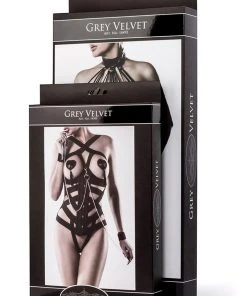 Corsets Grey Velvet Three-Part Corsage Set 20 Corsets Grey Velvet Three-Part Corsage Set