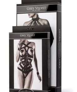 Grey Velvet Three-Part Lingerie Set