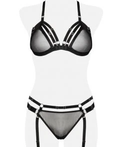 Lingerie Sets Grey Velvet Two-Part Garter Bandage Set 16 Lingerie Sets Grey Velvet Two-Part Garter Bandage Set