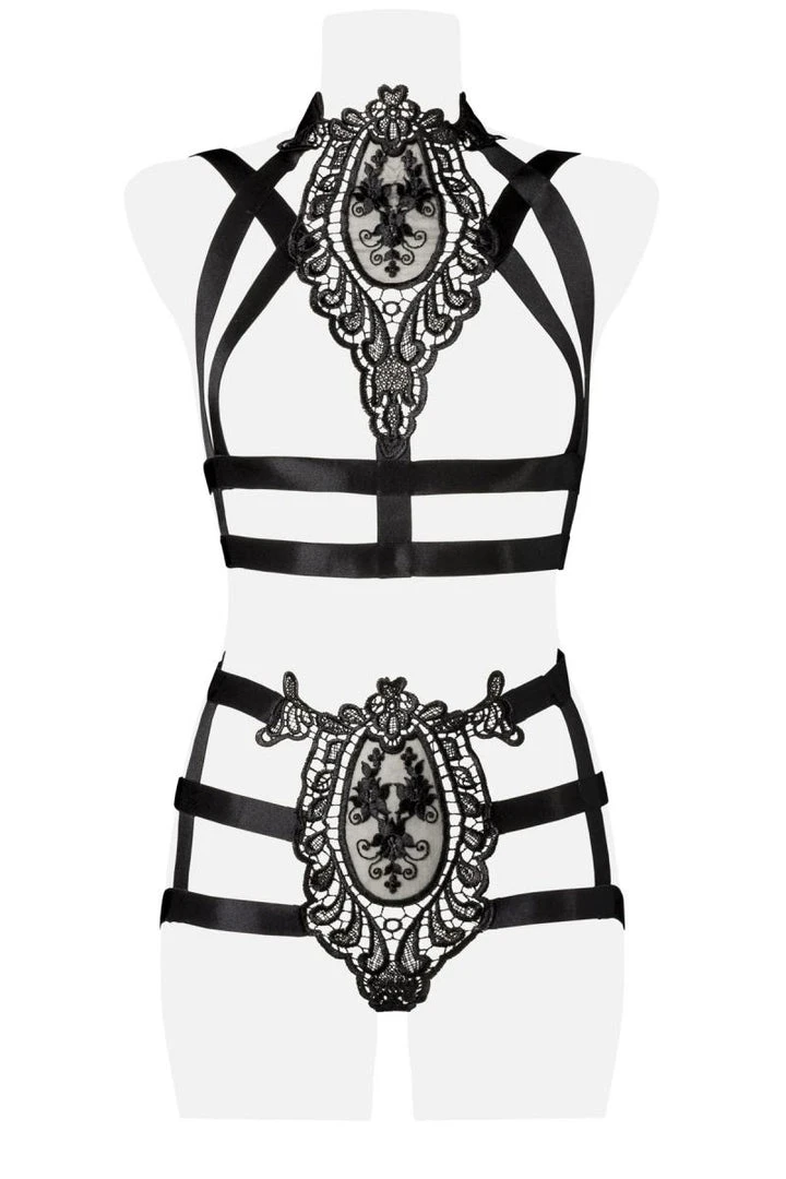 Grey Velvet Two-Part Harness Set Harnesses And Belts 6 Grey Velvet Two-Part Harness Set Harnesses And Belts